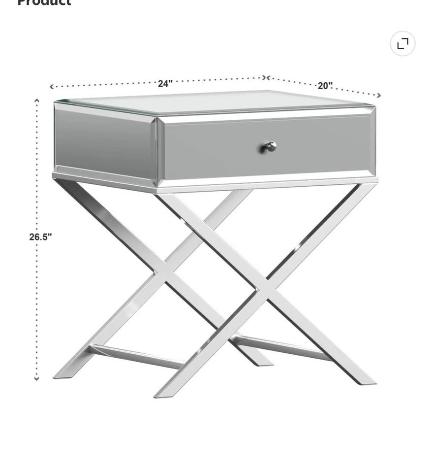 Pair of Mirrored Nightstands / Side Tables with Chrome Legs - photo 3