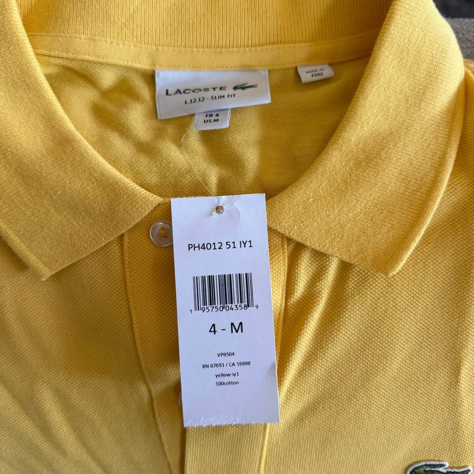 Authentic Lacoste Men’s Yellow Slim Fit Polo - Medium - NWT - photo 2