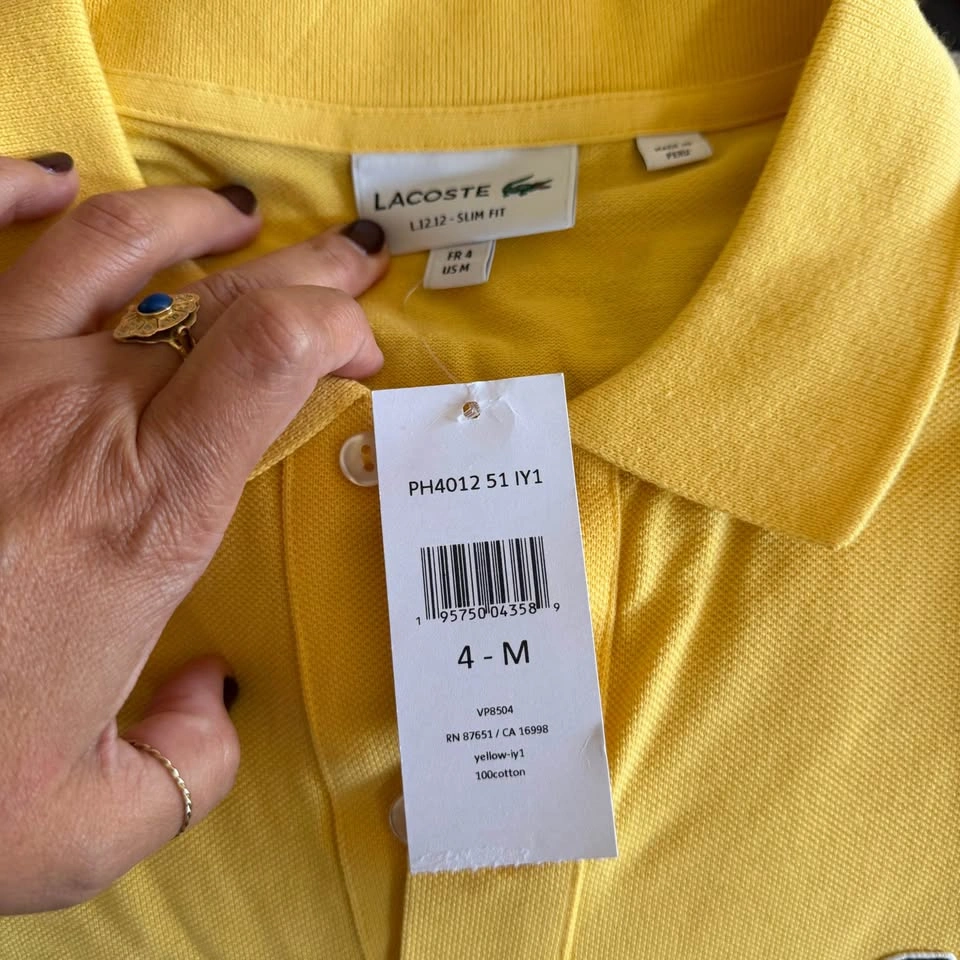 Authentic Lacoste Men’s Yellow Slim Fit Polo - Medium - NWT - photo 3