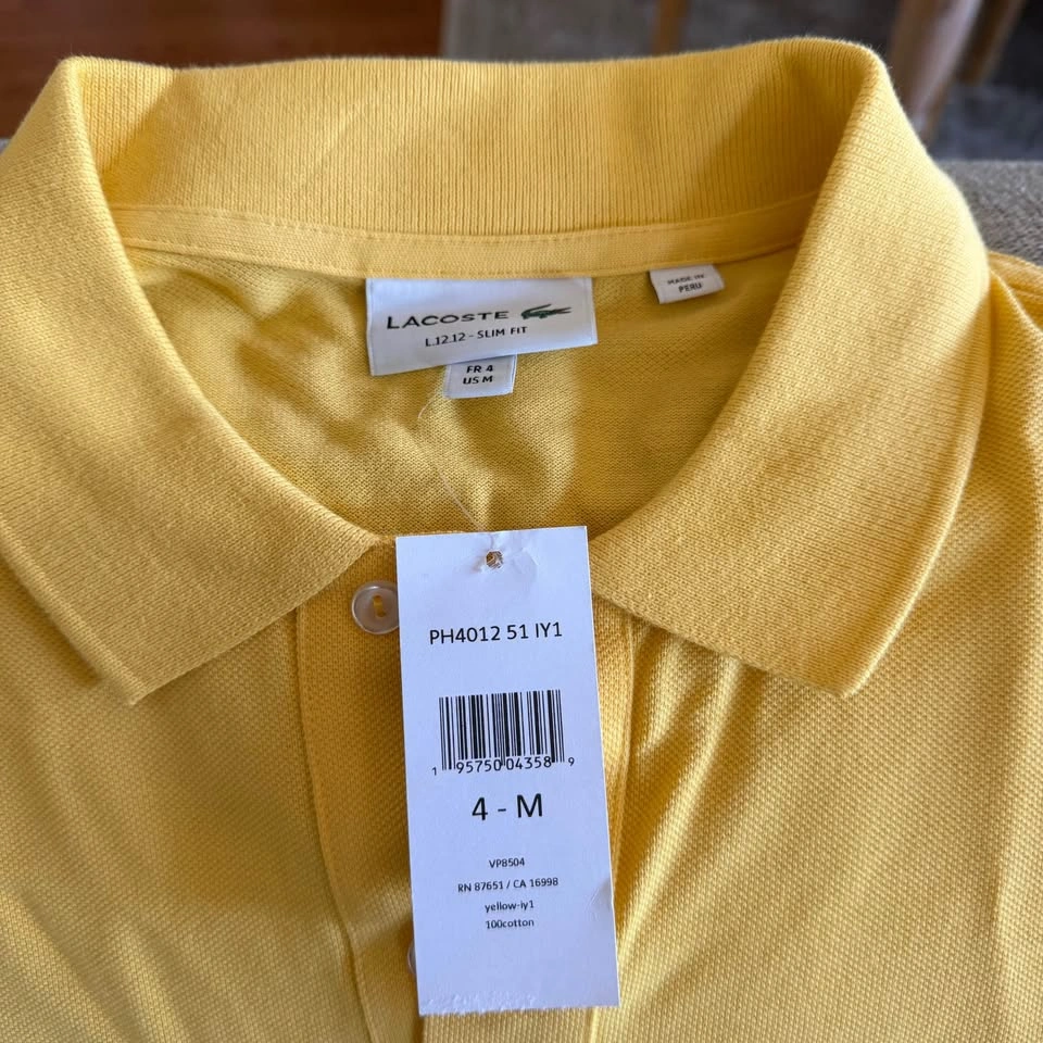 Authentic Lacoste Men’s Yellow Slim Fit Polo - Medium - NWT - photo 5