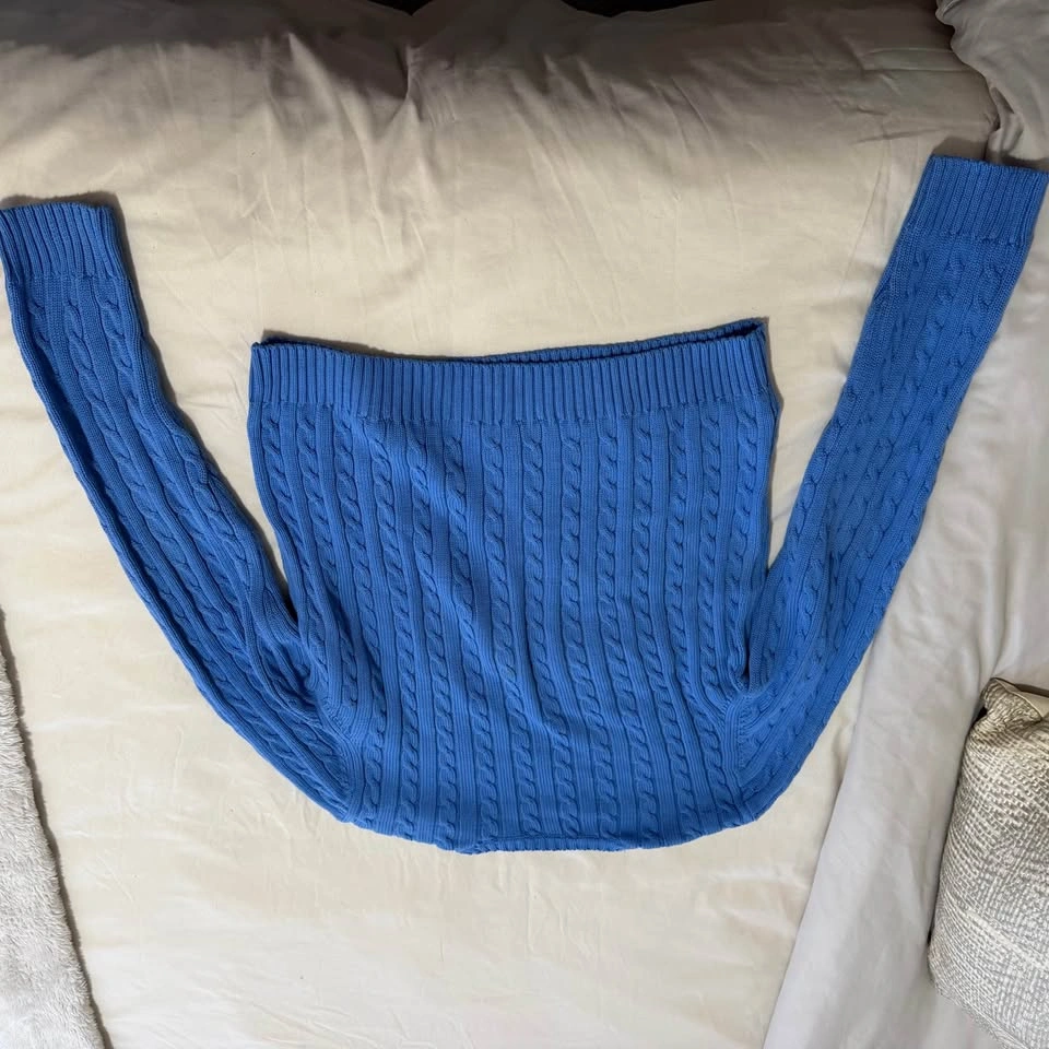 Lauren Ralph Lauren Women’s Blue Cable-Knit Sweater - Medium - photo 3