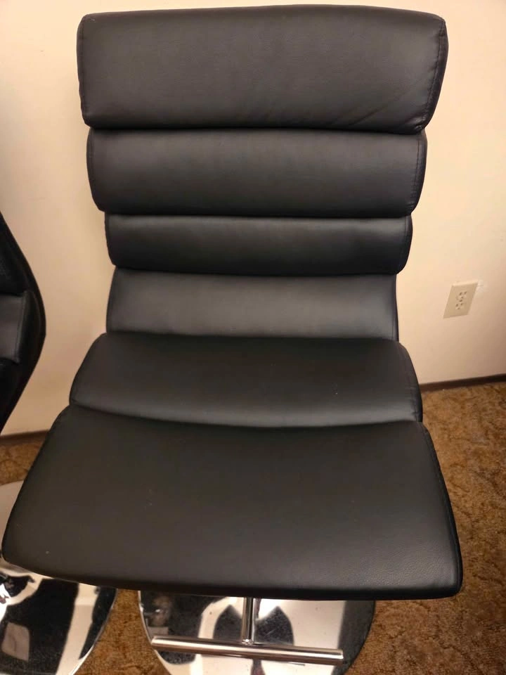 2 Adjusting Swivel Bar Stools PU Leather Padded with Back - photo 3