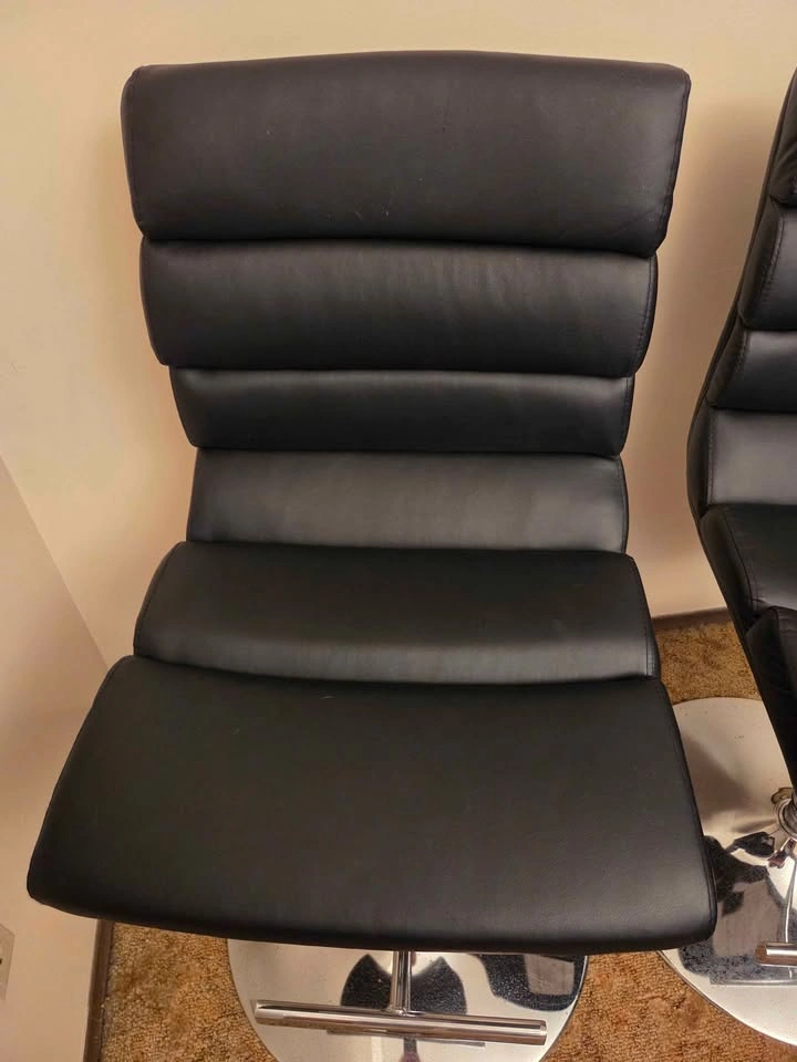 2 Adjusting Swivel Bar Stools PU Leather Padded with Back - photo 4