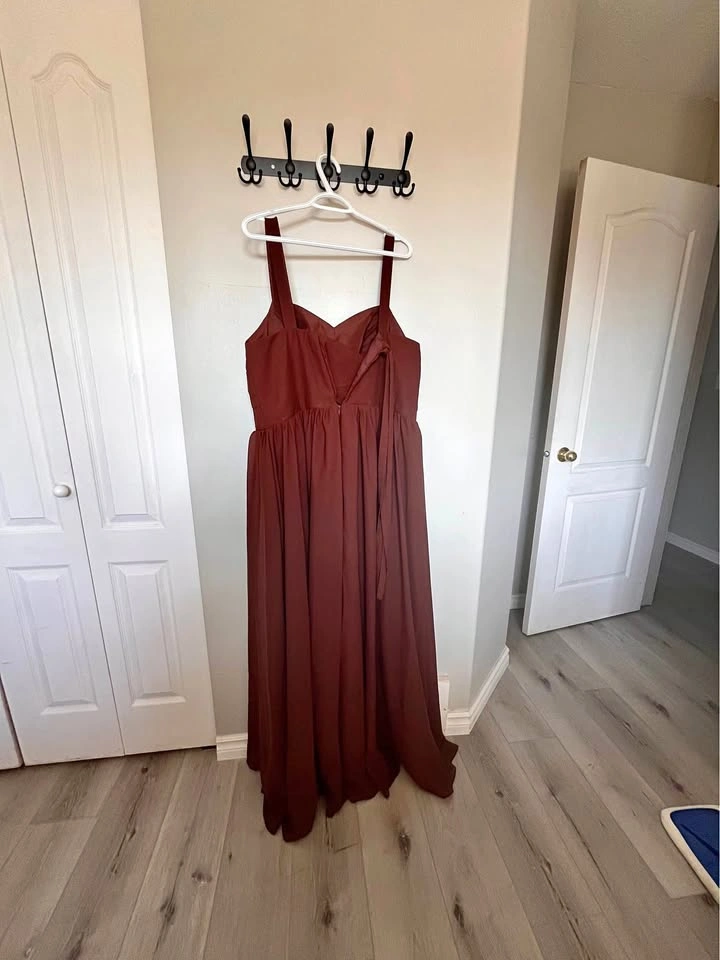 Fully lined chocolate brown full length dress