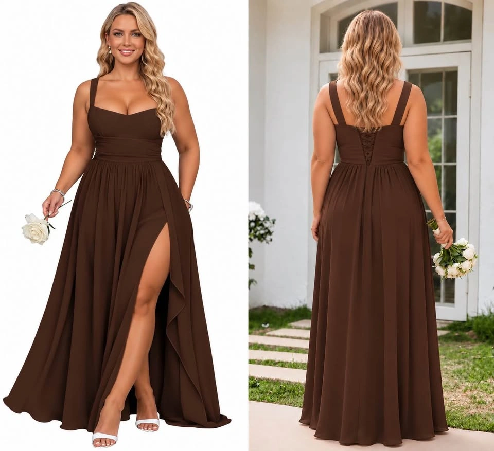 Fully lined chocolate brown full length dress - photo 2