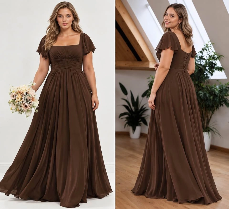 Fully lined chocolate brown full length dress - photo 3