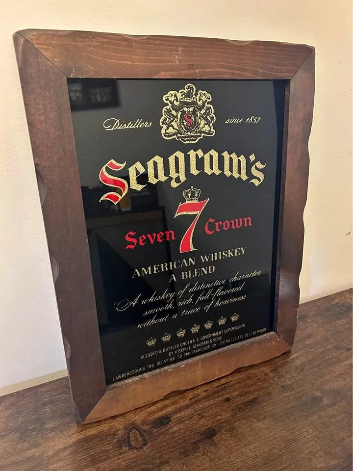 Seagrams Seven Crown Whiskey Glass Bar Sign thumbnail