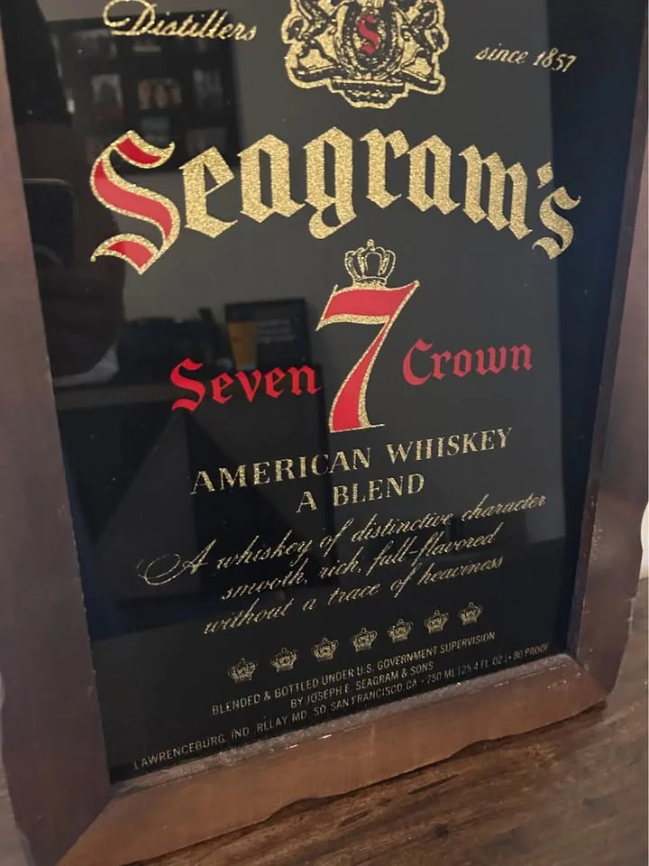 Seagrams Seven Crown Whiskey Glass Bar Sign image indicator(2)
