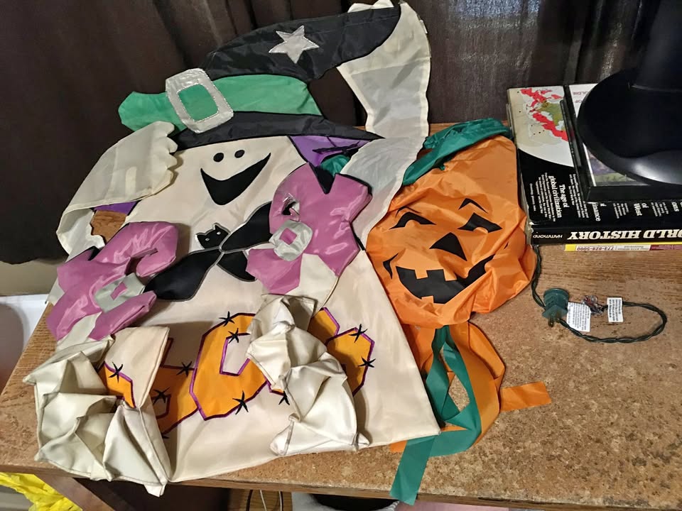 Halloween Decorations Ghost Witch Flag & Jack-O-Lantern