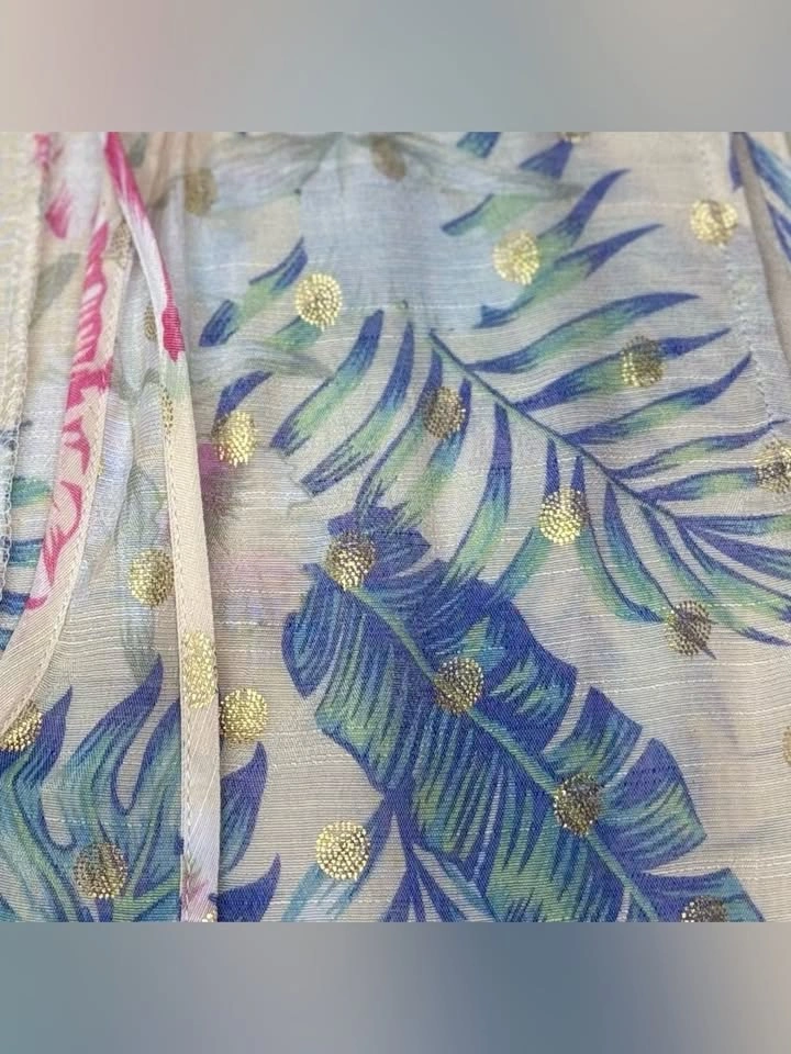 Harve Benard Tropical Print Gold Foil Polka Dot Top - photo 5