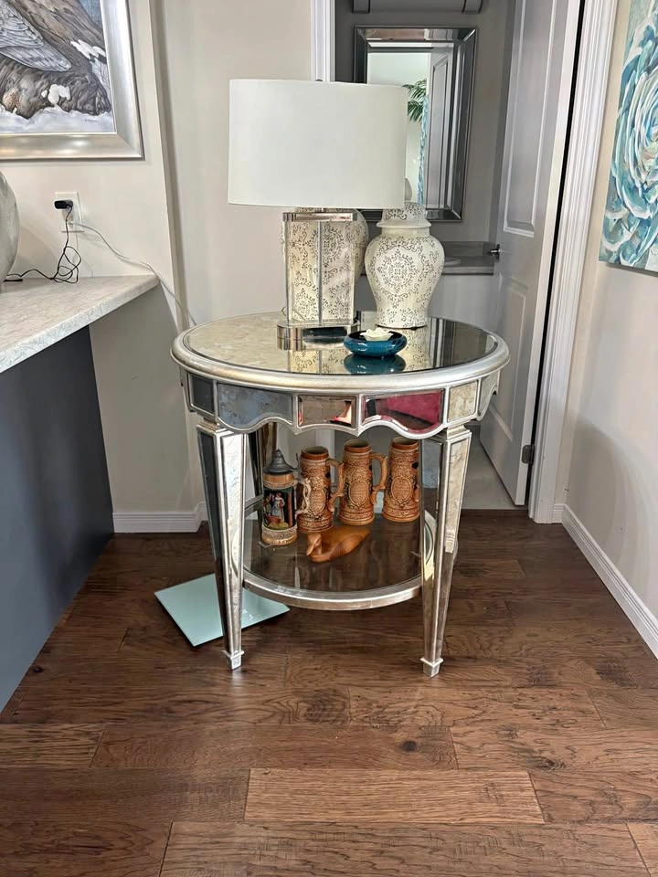 Mirrored Round Side Table