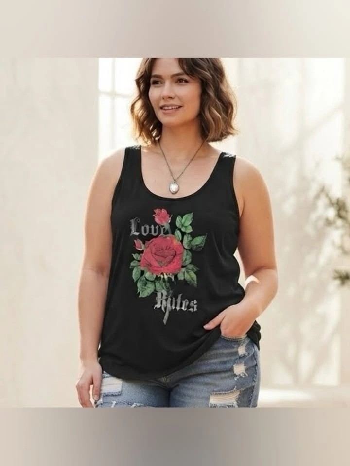 MyStyle Black Rose Graphic Tank Top Size XL