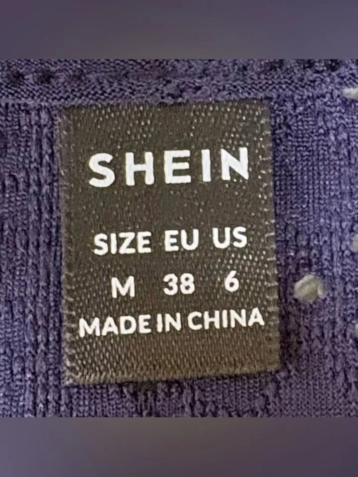 Shein Navy Blue Eyelet Lace Sleeveless Babydoll Peplum Top M - photo 4