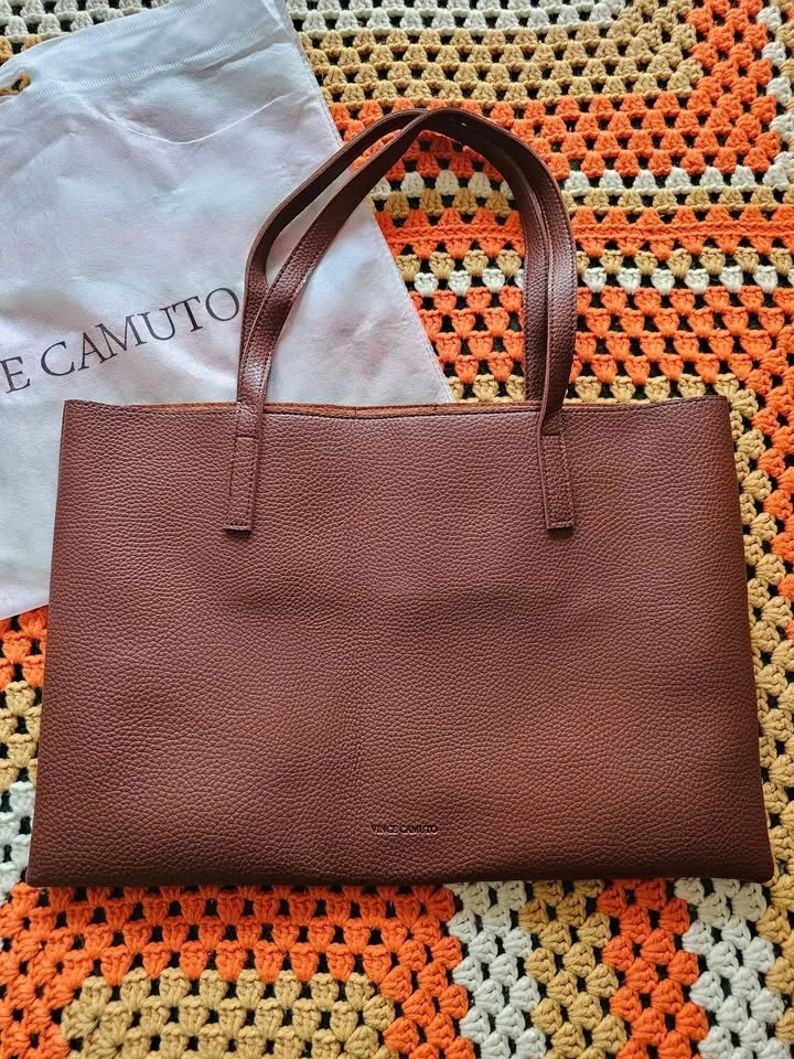 Vince Camuto Brown Black Luck Tote Bag W/ Dust Bag image indicator(5)