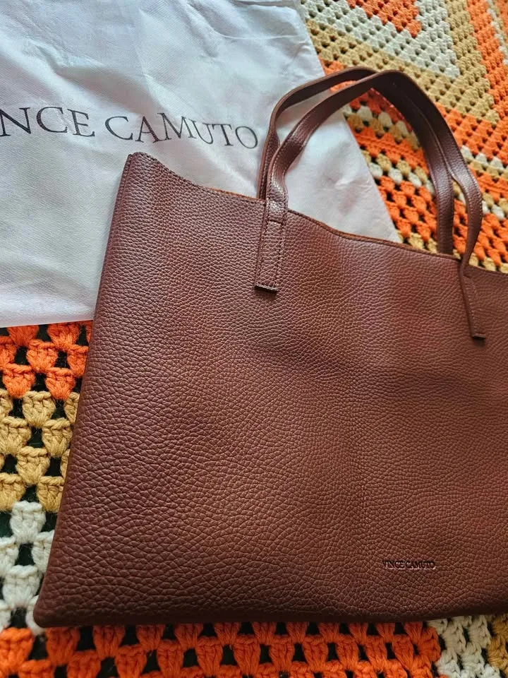 Vince Camuto Brown Black Luck Tote Bag W/ Dust Bag image indicator(8)