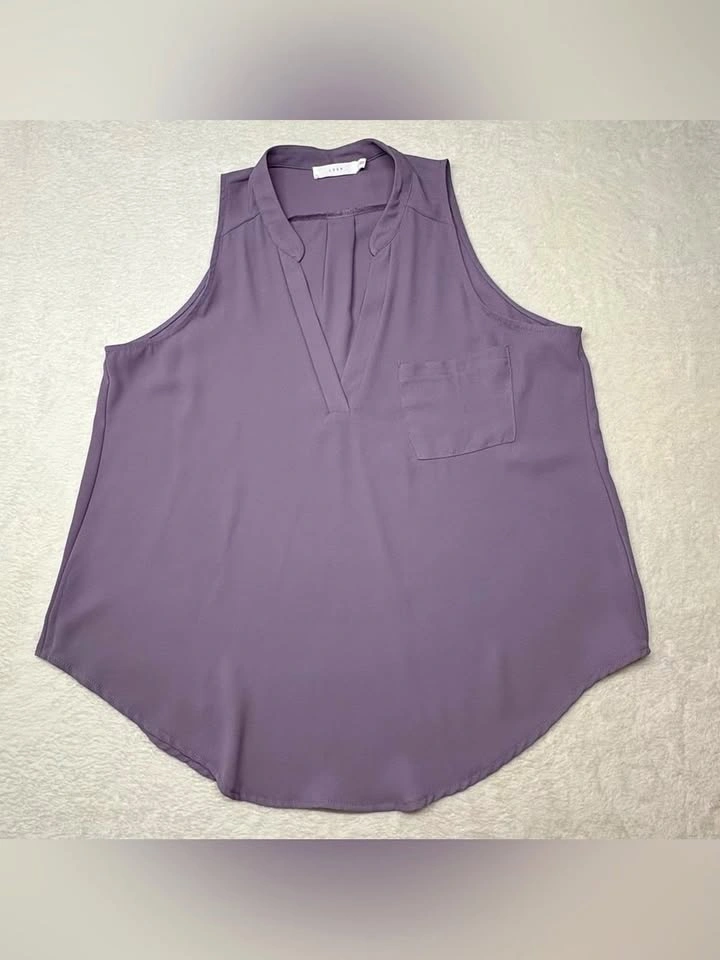 Lush Dusty Purple Sleeveless V Neck Collarless Blouse Size S - photo 2