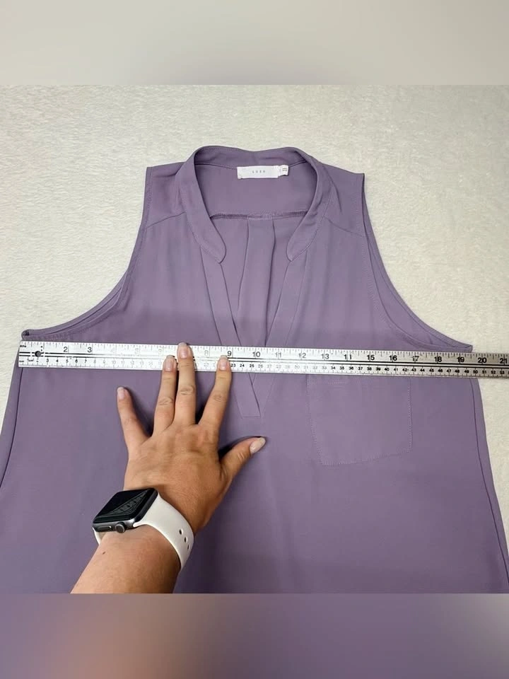 Lush Dusty Purple Sleeveless V Neck Collarless Blouse Size S - photo 5