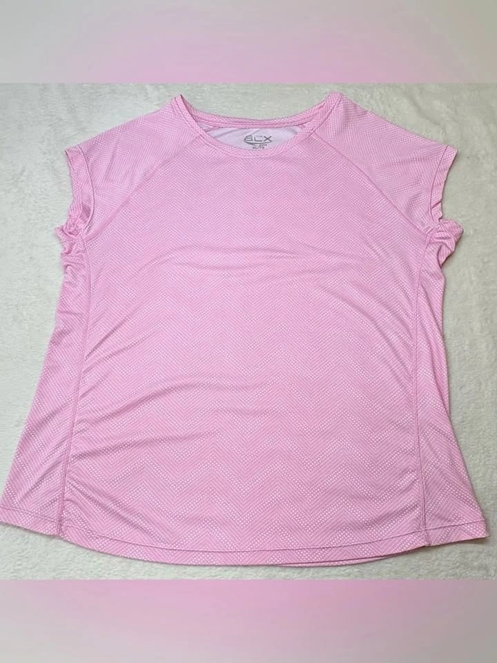 ACX Active Pink Chevron Dot Print Short Sleeve Athletic T Shirt - photo 2