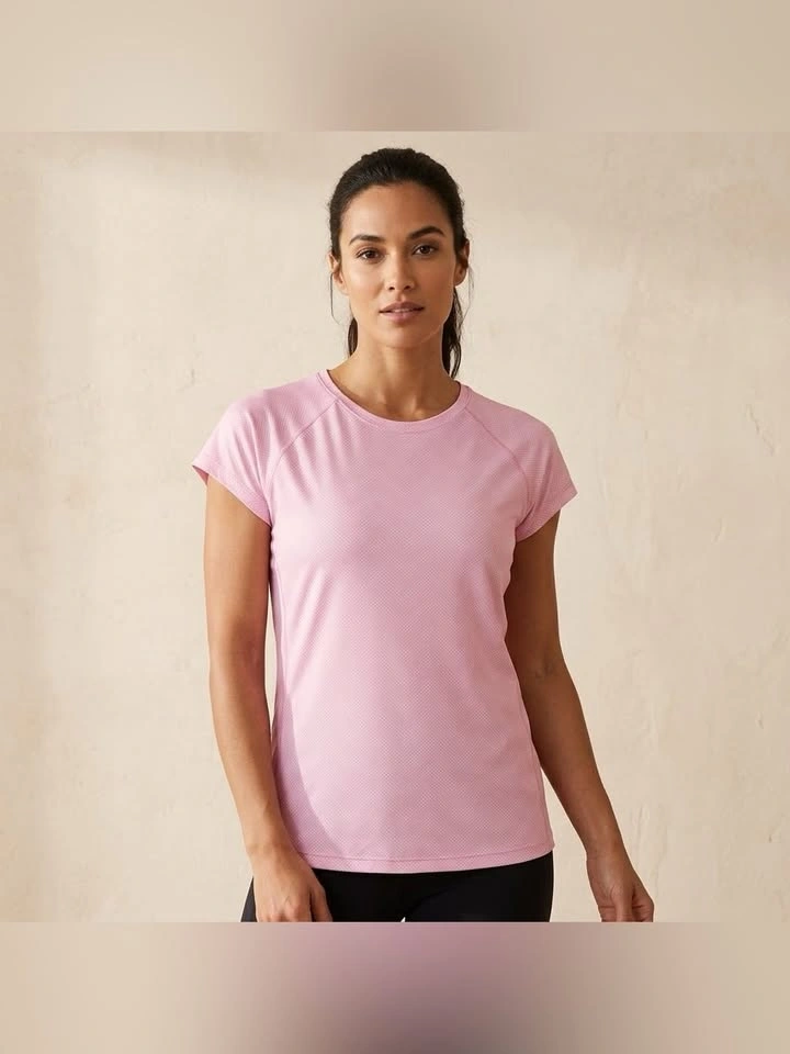 ACX Active Pink Chevron Dot Print Short Sleeve Athletic T Shirt