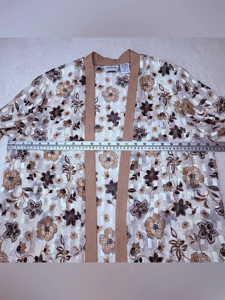 Bon Worth Floral Print Sheer Cardigan And Tank Top Set M Petite - photo 4