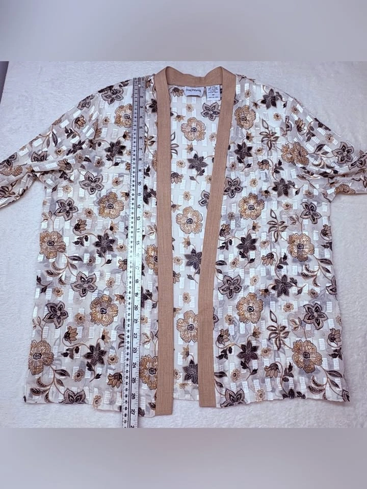 Bon Worth Floral Print Sheer Cardigan And Tank Top Set M Petite - photo 5