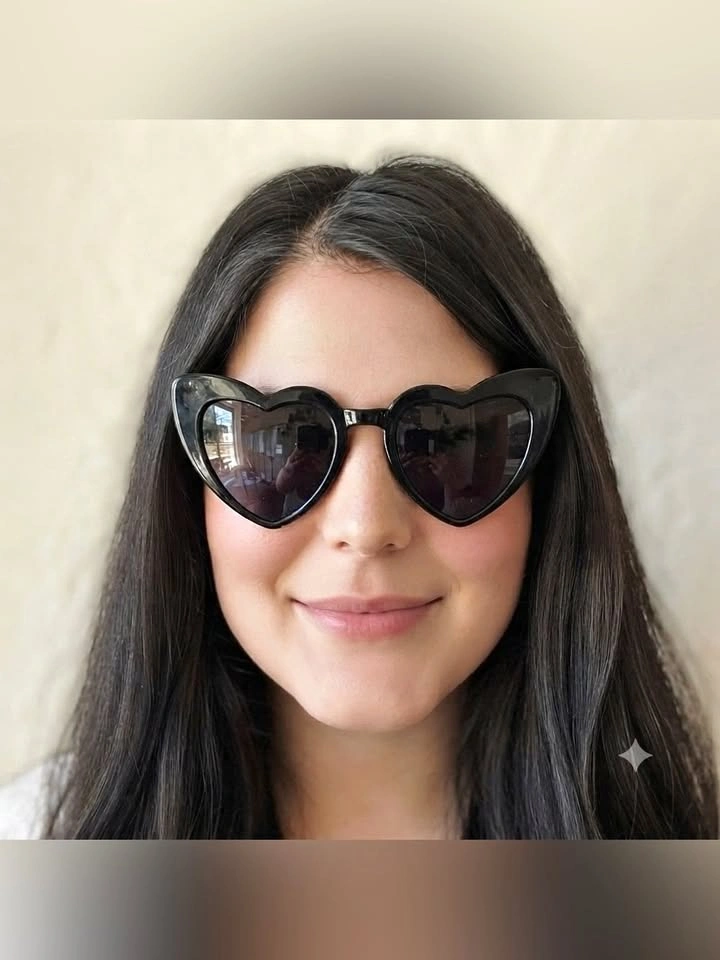 Black Heart Shaped Sunglasses Retro Oversized Tinted Sunnies