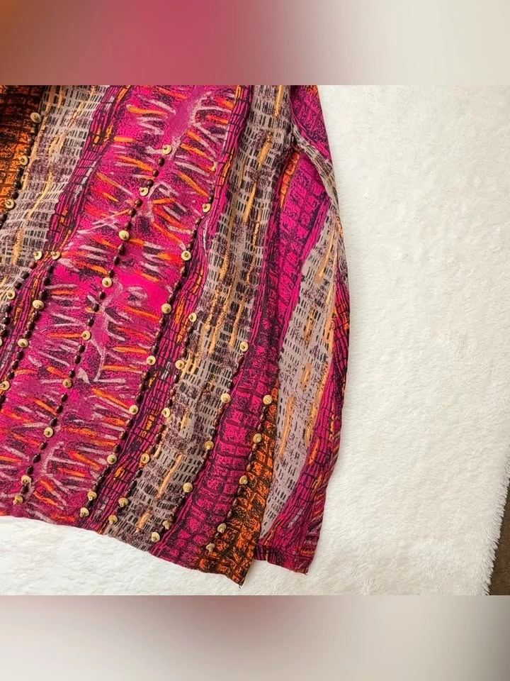 Mantles Boho Beaded Bottom Sleeveless Midi Dress Burgundy Orange - photo 4