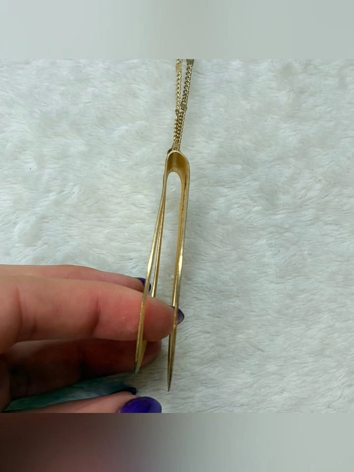 Brushed Gold Tone Geometric Statement Necklace Long Pendant - photo 5