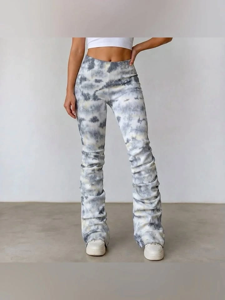 Zara Tie Dye Flare Leggings Slouch Ribbed Pants Size S