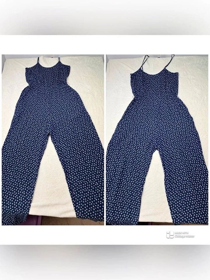 MNG Collection Clover Print Casual Wide Leg Romper Blue Green Si - photo 2