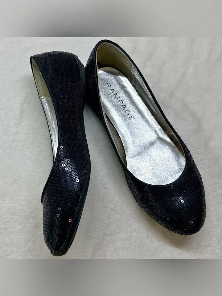 Rampage Black Sequinned Flats Harmonie 2 Size 7 New In Box - photo 2