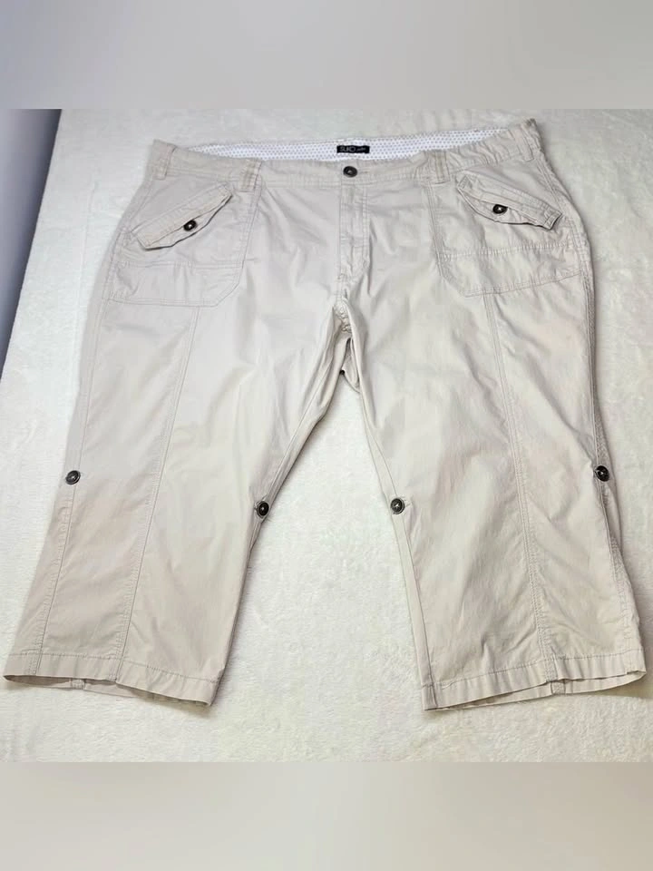 Suko Plus Roll Tab Casual Utility Shorts Plus Size 20 Beige - photo 2