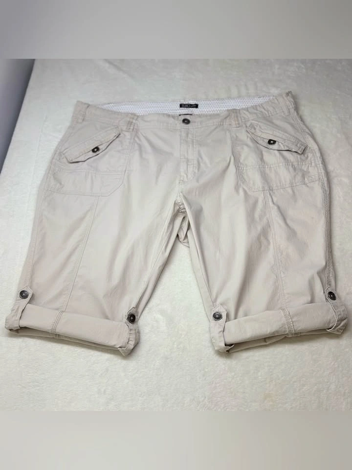 Suko Plus Roll Tab Casual Utility Shorts Plus Size 20 Beige - photo 4