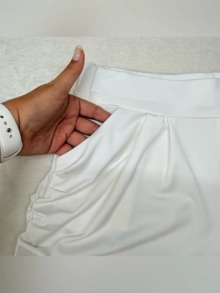 Baonmy White Ruched Side Pleated Pull On Stretchy Shorts XL - photo 3