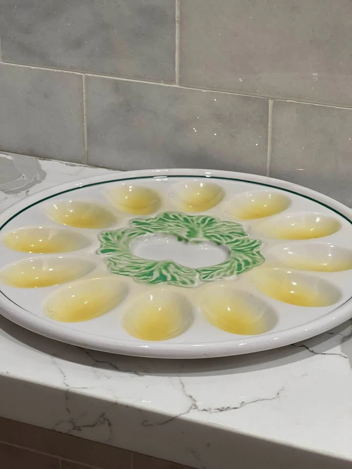 Vintage Mid-Century Ceramic Deviled Egg Platter - Made in Japan - photo 2