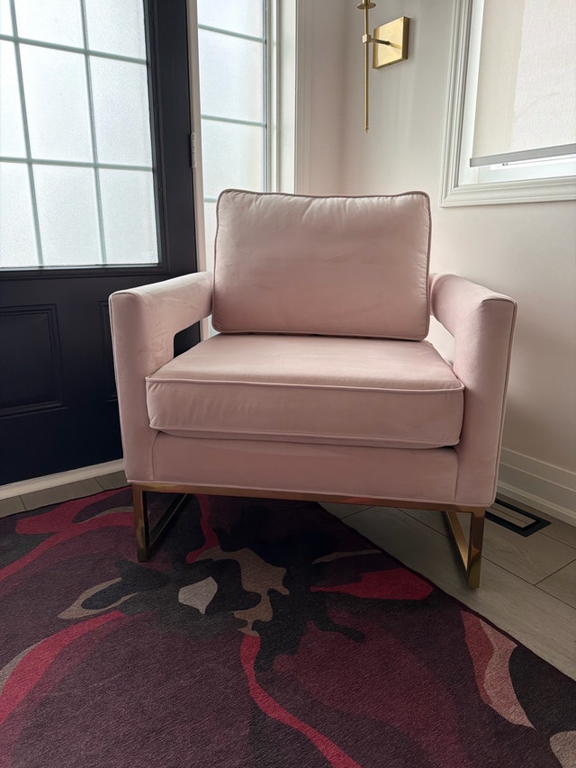 Rose Velvet Accent Chair gold hardware