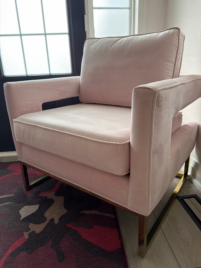 Rose Velvet Accent Chair gold hardware - photo 2