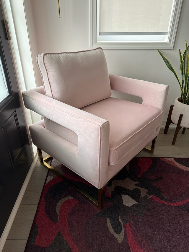 Rose Velvet Accent Chair gold hardware - photo 3