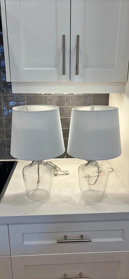 Pair of Hammered Glass Table Lamps