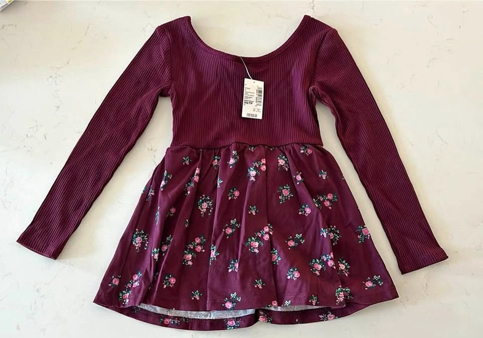 Long Sleeve Floral Dress, Brand New Tag On Size 4T