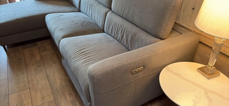 Grey Fabric Sectional Sofa with Power Recliner and Chaise - photo 2