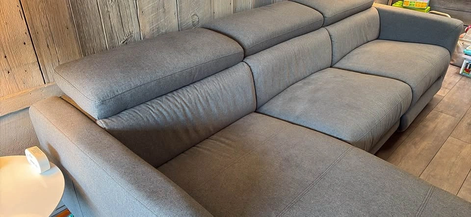 Grey Fabric Sectional Sofa with Power Recliner and Chaise - photo 3