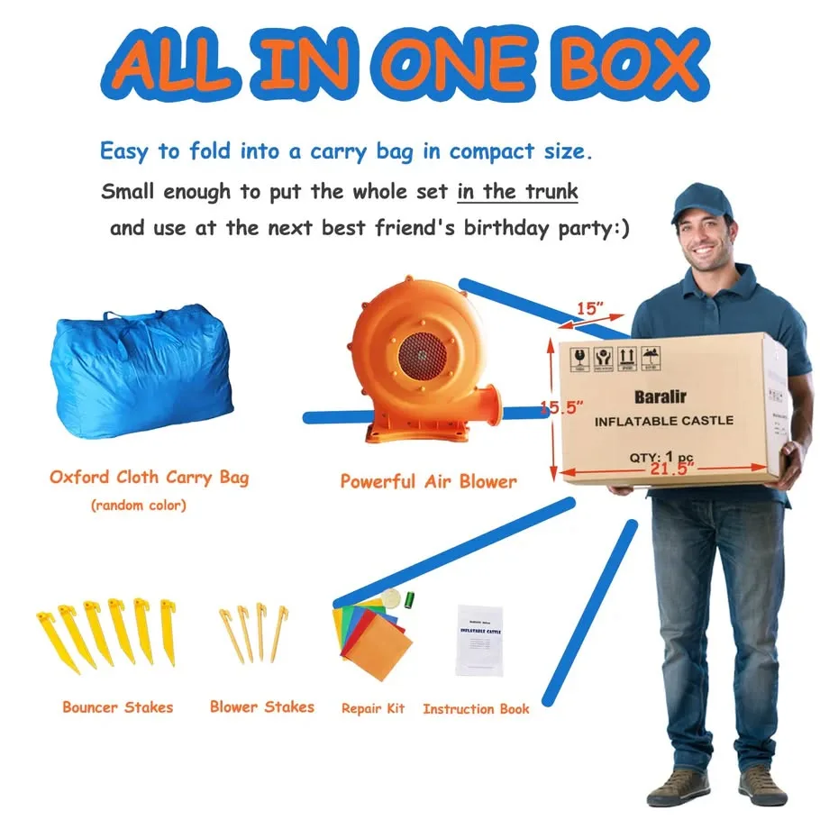 Baralir Inflatable Bounce House with Slide & Ball Pit image indicator(2)