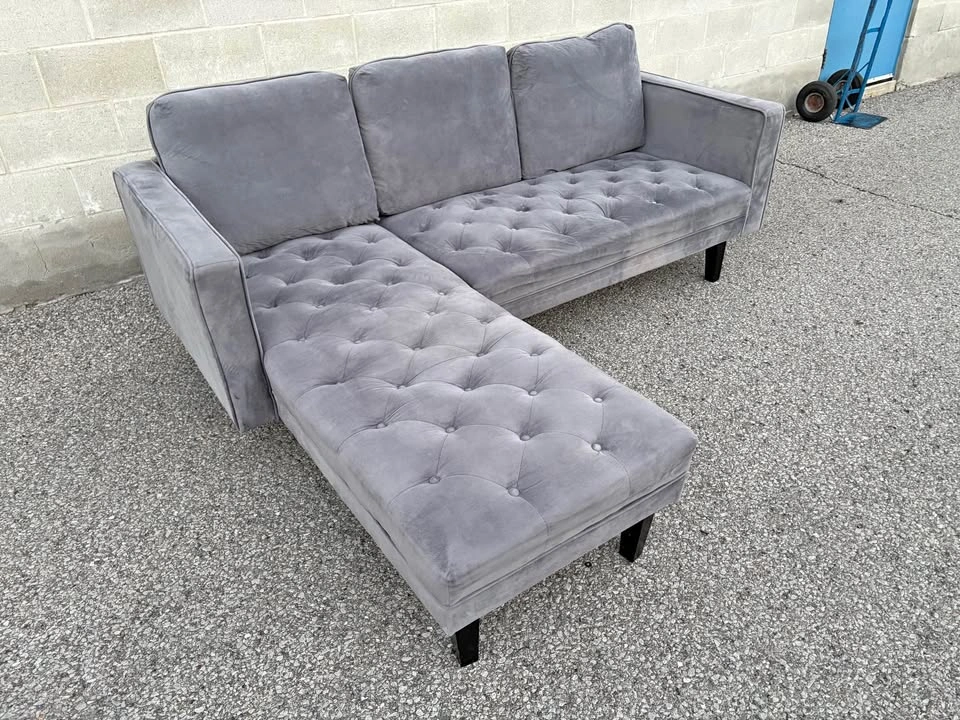Suede Sectional Sofa with Chaise - Free Delivery