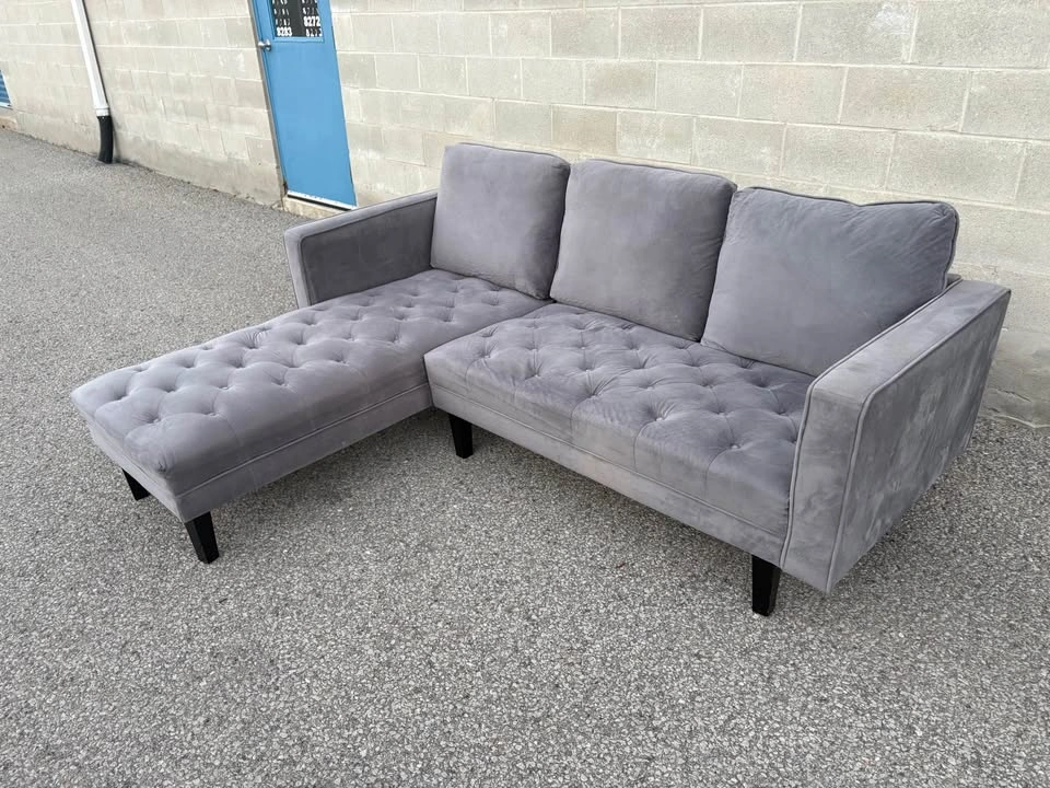 Suede Sectional Sofa with Chaise - Free Delivery - photo 2