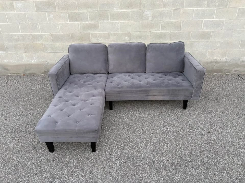 Suede Sectional Sofa with Chaise - Free Delivery - photo 3