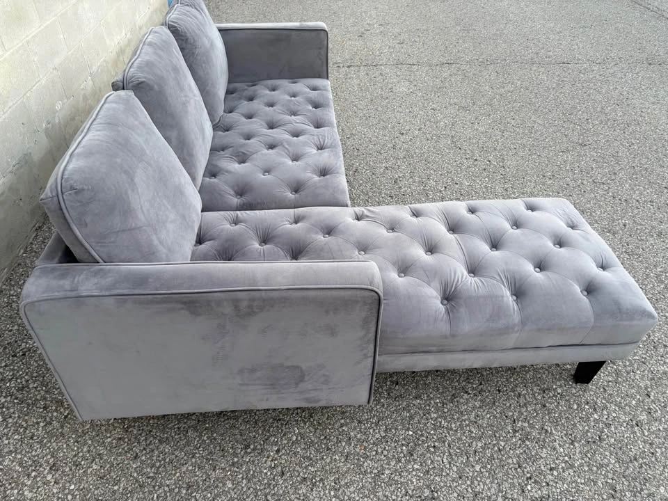 Suede Sectional Sofa with Chaise - Free Delivery - photo 4