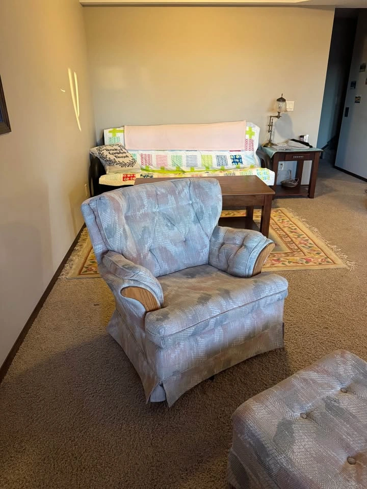Vintage 90’s Upholstered Armchair and Ottoman Set - photo 2