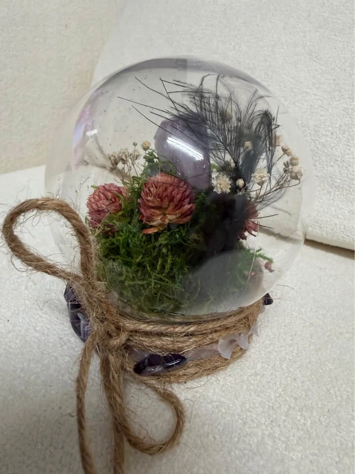 Amethyst Crystal and Dried Flower Terrarium - photo 3