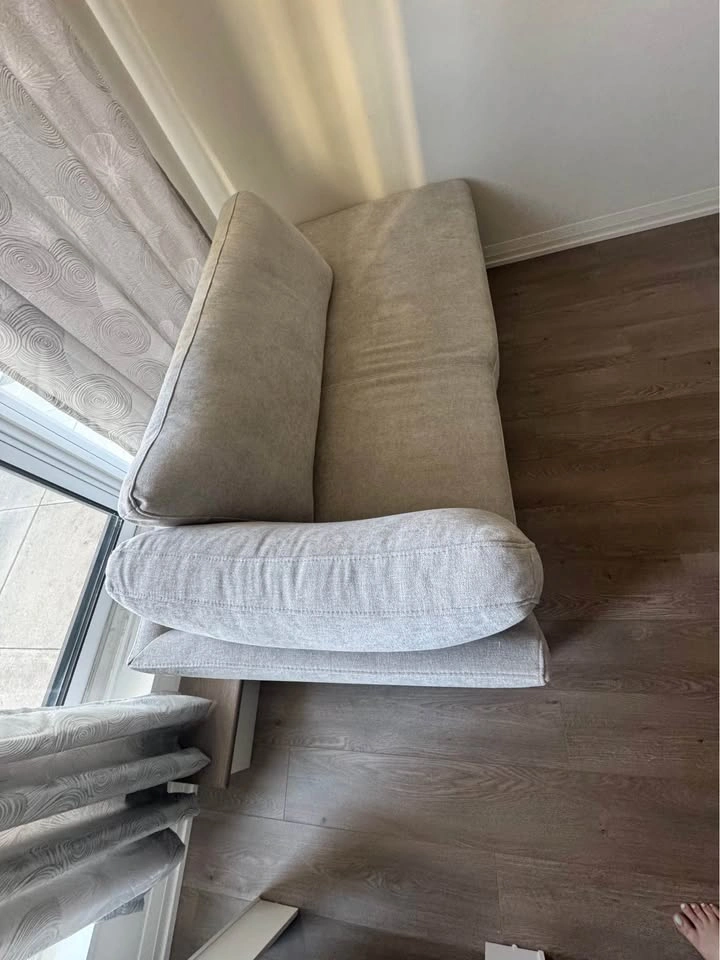 Right-Facing Fabric Chaise Couch with Wood Base - photo 2